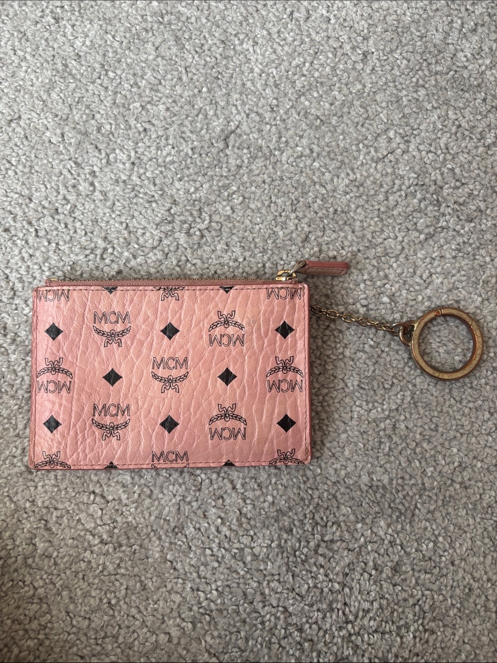 MCM Rose Pink Logo Cardholder Keyring